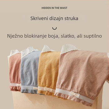Ženske pamukaste gaćice s plus veličinom, srednjim strukom, mekane, prozračne, oblikuju stražnjicu