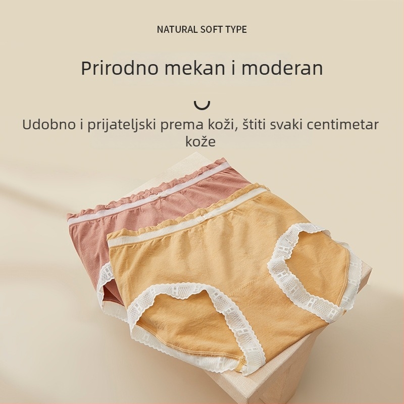 Ženske pamukaste gaćice s plus veličinom, srednjim strukom, mekane, prozračne, oblikuju stražnjicu