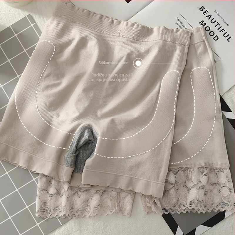 Bezšivne ženske sigurnosne šorceve za podizanje stražnjice, visokim strukom, dvije u jednom oblikovanja, čipka, lagani ljetni stil