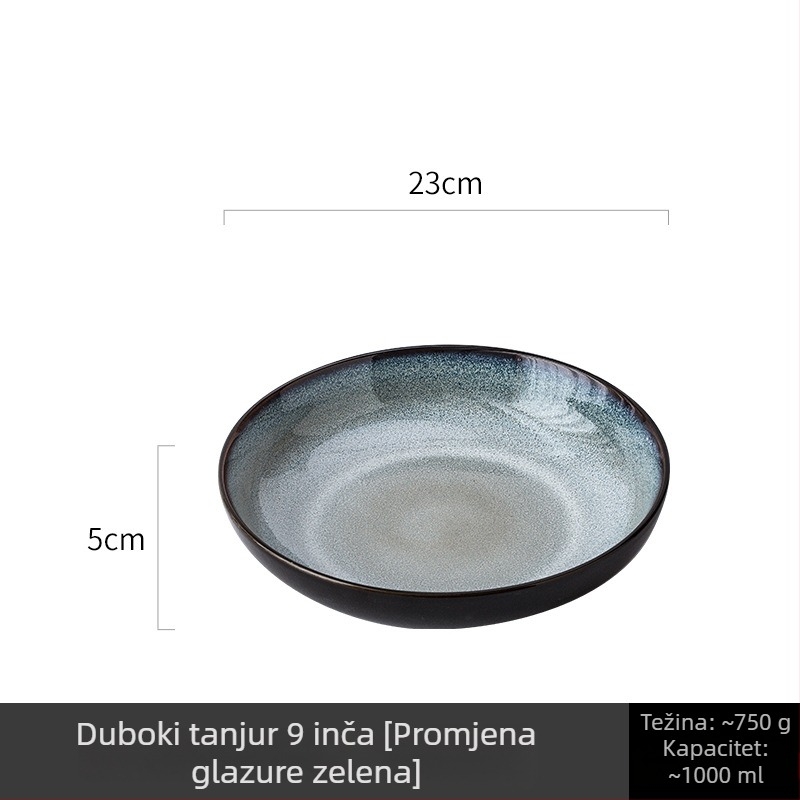 Porcelanska kružna zdjela s glazurom peći — moderni minimalistički stil