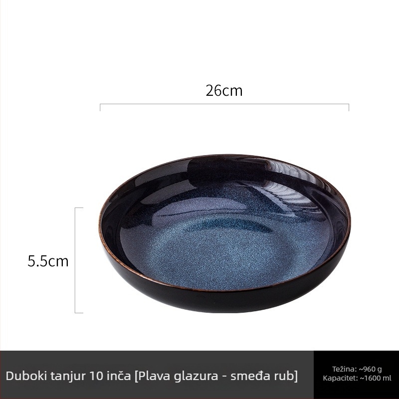 Porcelanska kružna zdjela s glazurom peći — moderni minimalistički stil