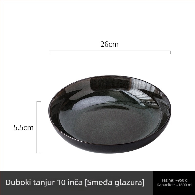 Porcelanska kružna zdjela s glazurom peći — moderni minimalistički stil