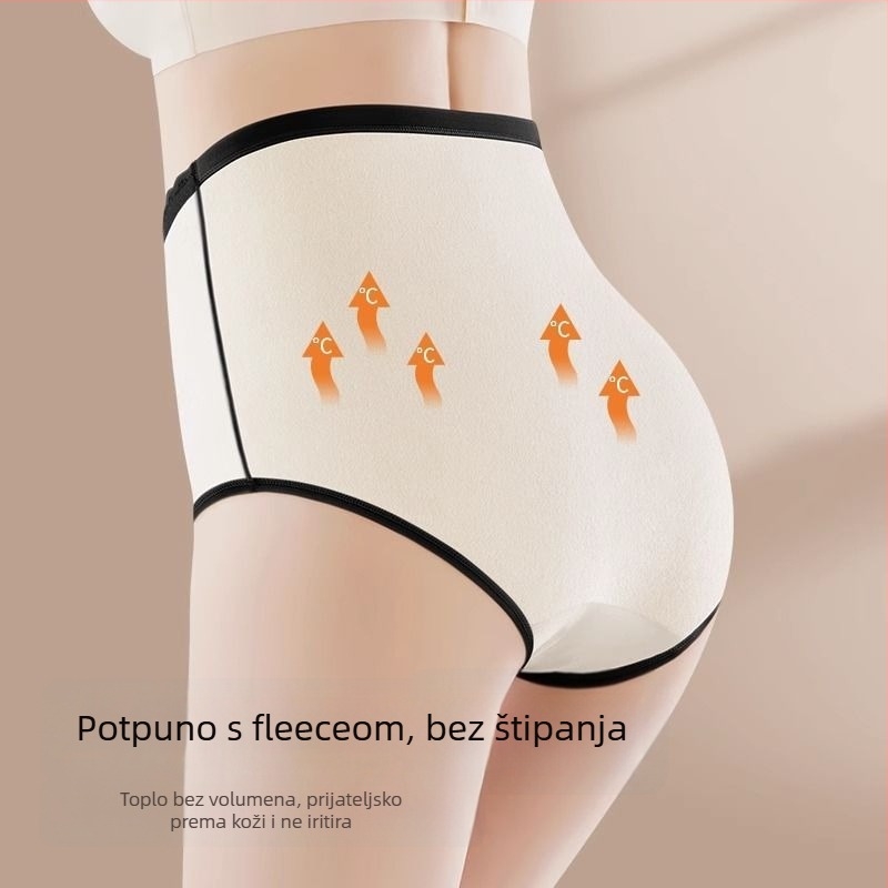 Ženske termo gaćice od pamuka s fleš podstavom, visokim strukom, kontrolom abdomena i podizanjem stražnjice za jesen-zimu