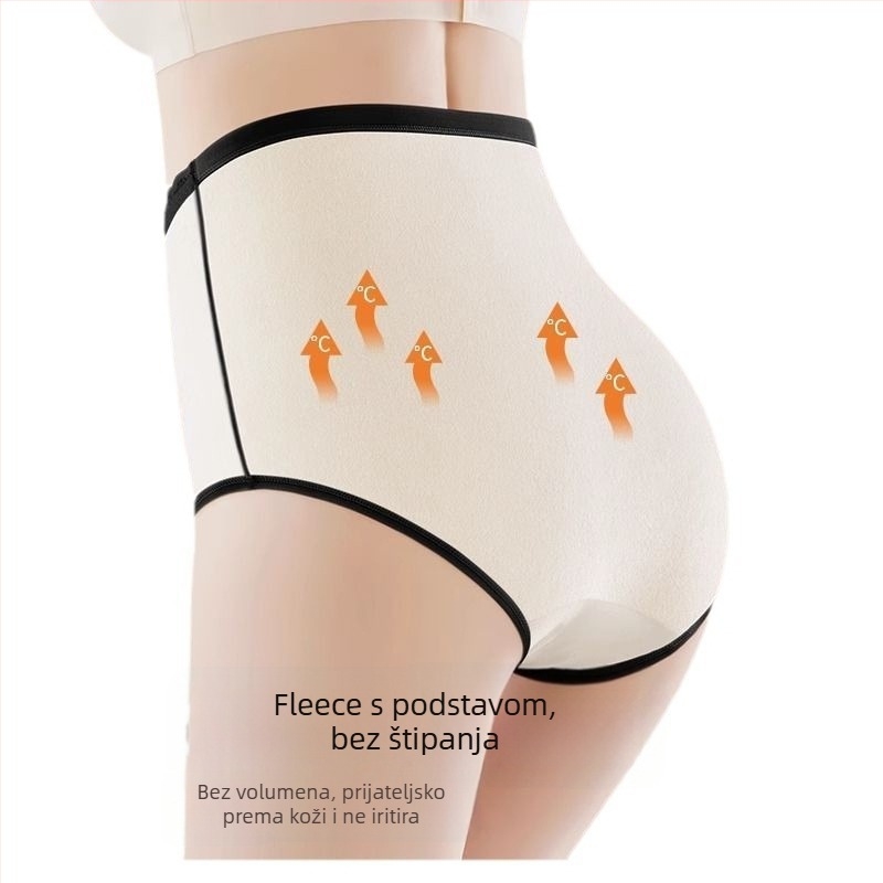 Ženske termo gaćice od pamuka s fleš podstavom, visokim strukom, kontrolom abdomena i podizanjem stražnjice za jesen-zimu