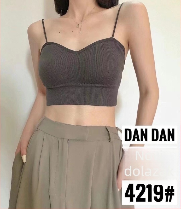 Top bez naramenica s otvorenim leđima, oblikovana 3/4 šalice, najlon materijal, japanski stil
