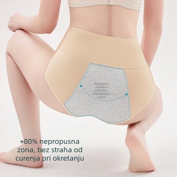 Visokog struka ženske pamučne gaćice za menstruaciju, antibakterijske, 10A zaštita od curenja, trokutasti kroj