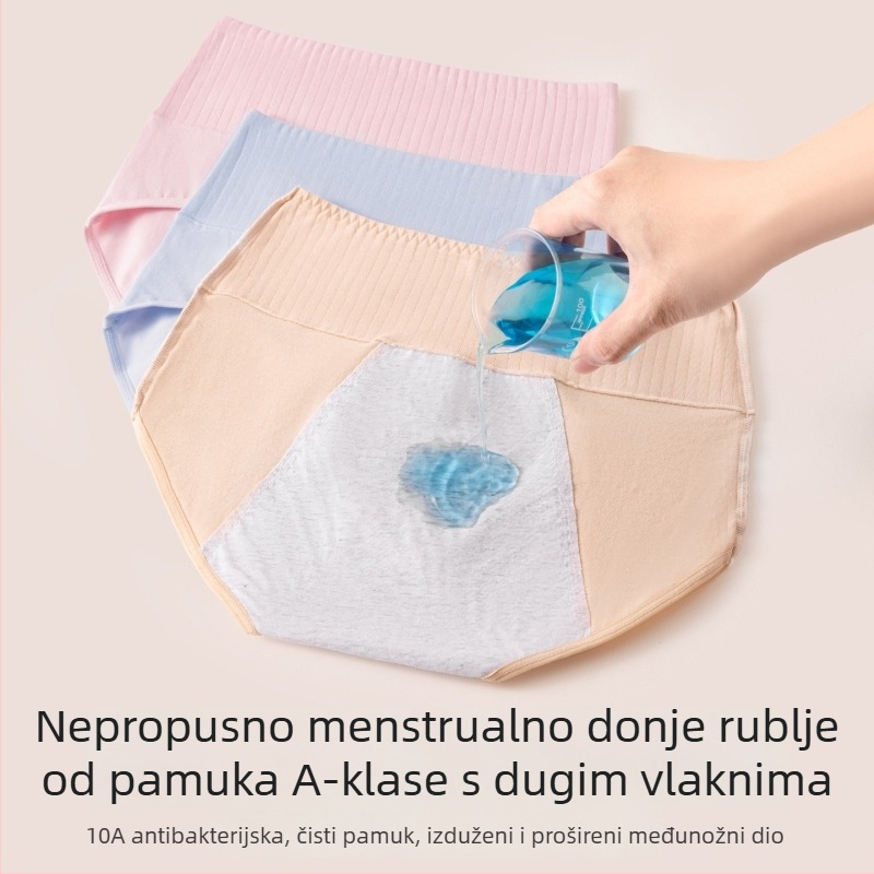 Visokog struka ženske pamučne gaćice za menstruaciju, antibakterijske, 10A zaštita od curenja, trokutasti kroj