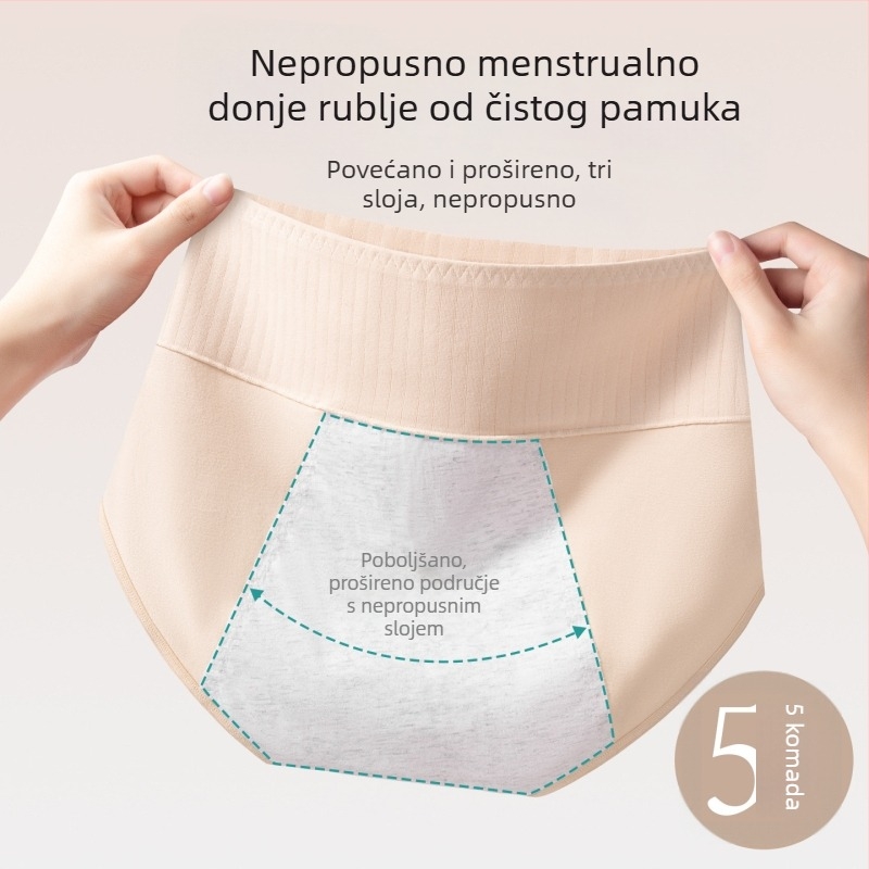 Visokog struka ženske pamučne gaćice za menstruaciju, antibakterijske, 10A zaštita od curenja, trokutasti kroj