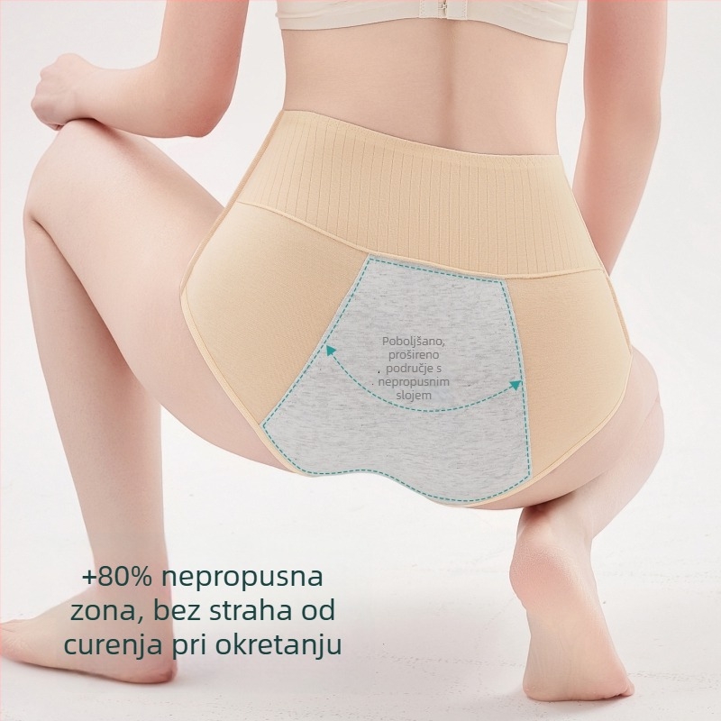 Visokog struka ženske pamučne gaćice za menstruaciju, antibakterijske, 10A zaštita od curenja, trokutasti kroj