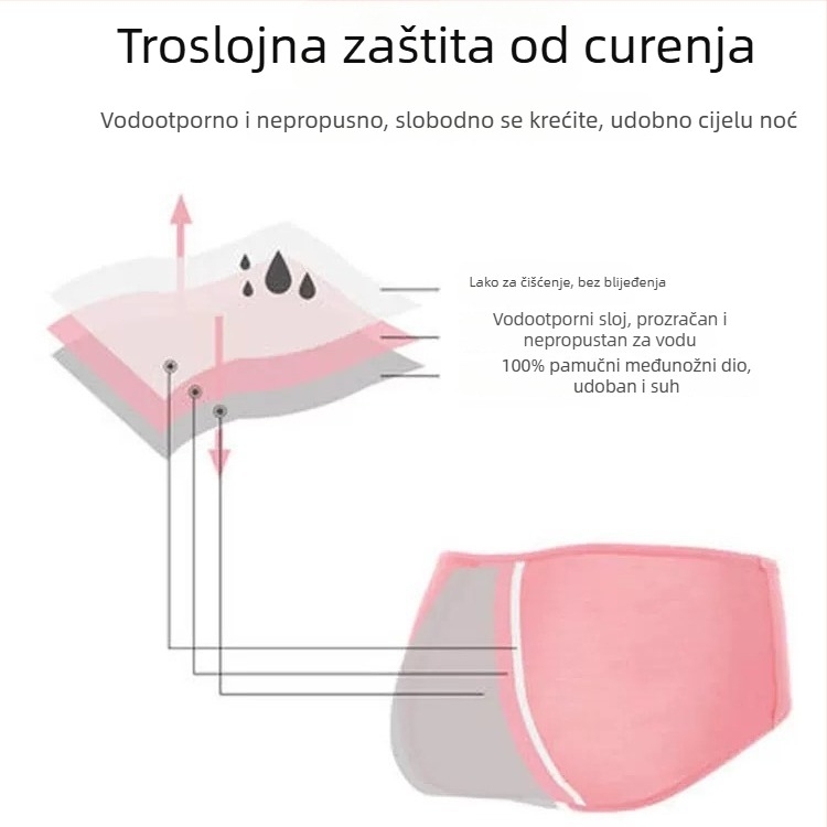 Ženske antibakterijske pamučne gaćice srednjeg pojasa, plus veličina, jednobojne, udobne