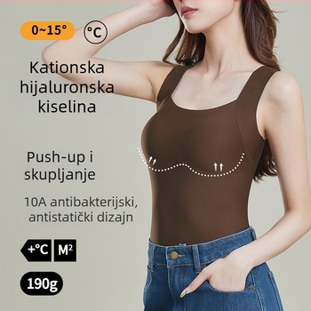 Antibakterijska toplinska vest za žene s jastučićima za grudi, može se nositi kao unutarnji ili vanjski sloj, zadržava toplinu uz hijaluronsku kiselinu