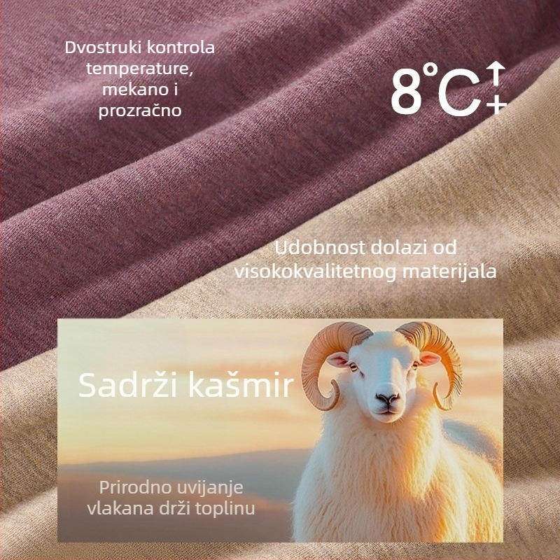 Termalni top s dubokim V izrezom, integrirani jastučići za dojke, bezšivni, od akrilnih vlakana, 201-250 g/m², za žene