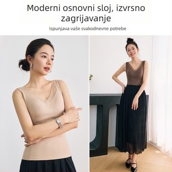 Topli prsluk s grijanjem (stanjivanje, V-izrez, najlon tkanina)