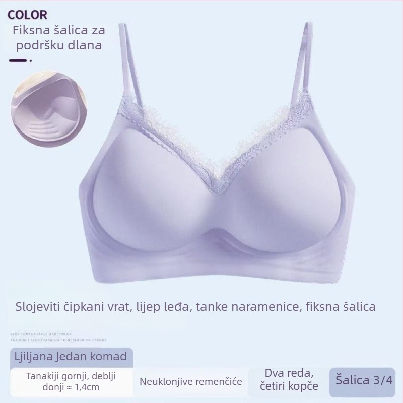 Čipkasti ženski grudnjak bez žice, košarica 3/4, najlon čipka, podstava od poliestera, stražnje kopče s tri reda kopči