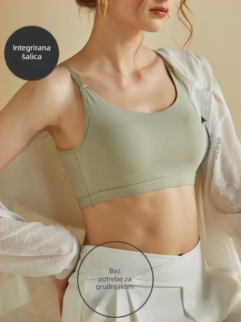 Camisol top s V-izrezom leđa, bez žice, kratak kroj ≤40 cm, pamuk-viskozna smjesa, visoka elastičnost