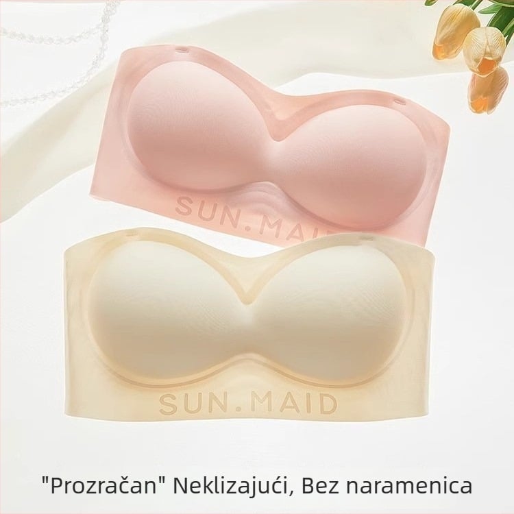 Bez naramenica grudnjak za male grudi, tanak, protiv klizanja, bez šavova, bez vidljivih linija