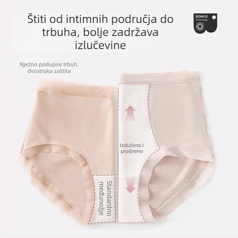 Bonas žensko donje rublje s reljefom i čipkom, antibakterijsko i prozračno, Jacquard najlon, podstava u preponi od svile, velika veličina