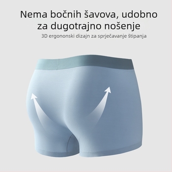 Muške bokserice od modalnog materijala s podstavom od mulberijeve svile, prozračne i antibakterijske, srednji struk, jednobojne