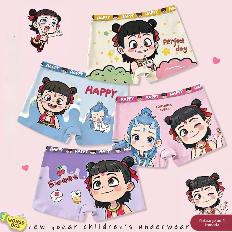 Dječje gaćice za djevojčice s karikaturnim dizajnom, prozračne, 95% pamuk 5% elastan, sigurnosna razina A, za uzrast 3–8 godina (jesen 2023)