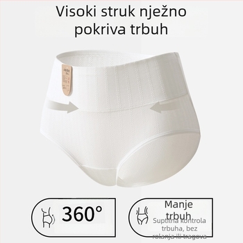Ženske pamukne gaćice s visokim strukom, prozračne, jednobojni uzorak, glavni materijal 95–100% pamuk, podstava prepona >95% pamuk