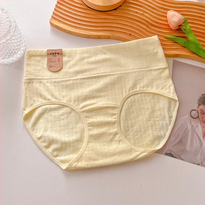 Ženske pamukne gaćice s visokim strukom, prozračne, jednobojni uzorak, glavni materijal 95–100% pamuk, podstava prepona >95% pamuk
