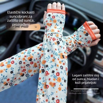 Rukave za zaštitu od sunca za ljeto – Cvjetne Ice Silk rukave, prozračne duge zaštitne za vožnju, poliester Ice Silk, Marka: Because of the prosperity, Proljeće 2025