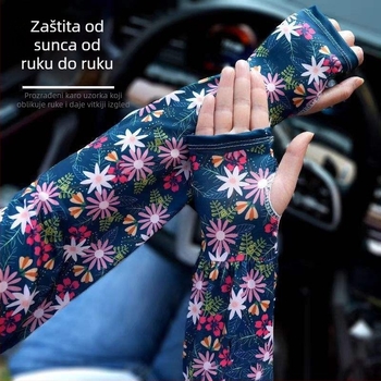 Rukave za zaštitu od sunca za ljeto – Cvjetne Ice Silk rukave, prozračne duge zaštitne za vožnju, poliester Ice Silk, Marka: Because of the prosperity, Proljeće 2025