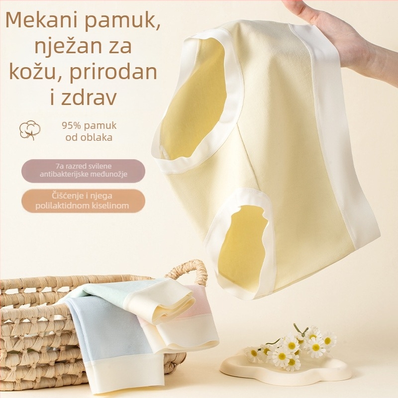 Ženske gaćice od pamuka s osjećajem oblaka, srednji pojas, antibakterijske, prozračne, plus veličine