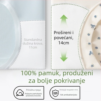 Hlačice za žene od pamuka 90–95%, antibakterijske, produženi prepona, srednje podizanje struka, dezen s lomljenim cvjetovima