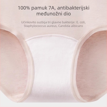 7A pamuk antibakterijske ženske gaćice sa srednjim porastom i pamukovom podstavom, plus veličina, A klasa