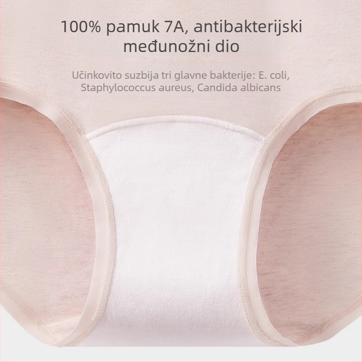 7A pamuk antibakterijske ženske gaćice sa srednjim porastom i pamukovom podstavom, plus veličina, A klasa