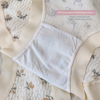 Plus veličina 5A antibakterijske jacquard pamukaste ženske gaćice s voćnim printom, pletene od pamuka, za jesen i zimu.
