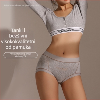Ženske gaćice od pamuka s podstavom od mulberry svile, visokim strukom, prozračne i antibakterijske