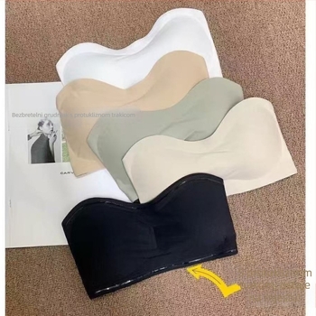 Najlon Bustier/Bandeau – Nevidljiv efekt, 3/4 šalice, Oblikovane čašice: tan gornji / debeđi donji, Duljina prsnog koša