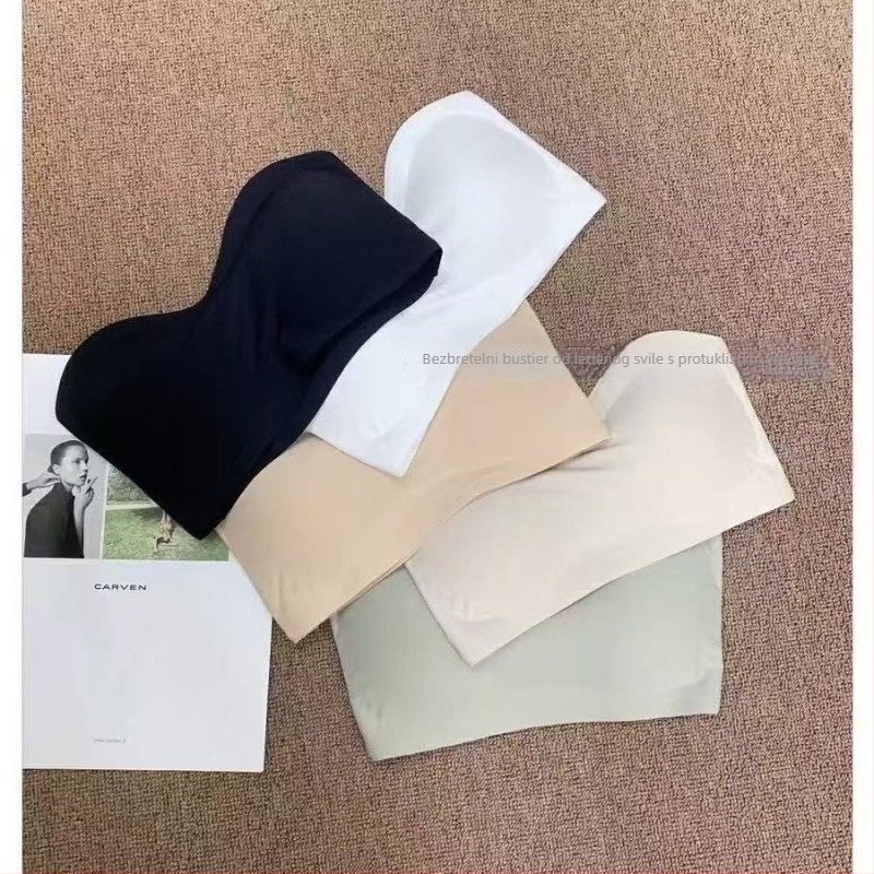 Najlon Bustier/Bandeau – Nevidljiv efekt, 3/4 šalice, Oblikovane čašice: tan gornji / debeđi donji, Duljina prsnog koša