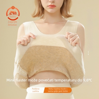Termalna bezšivna vest za muškarce s fleksi podstavom i patch-ovima Mink velvet silk, zaštita leđa, dvostruki sloj poliestera, U-izrez vrata, može se nositi kao osnovni sloj ili vanjska odjeća