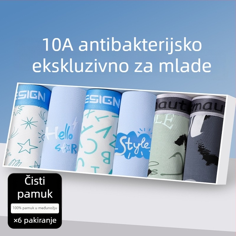 Pamukaste boxere za tinejdžere, bez šavova, prozračan, s motivima životinja, geometrijskih, blok boja ili grafita