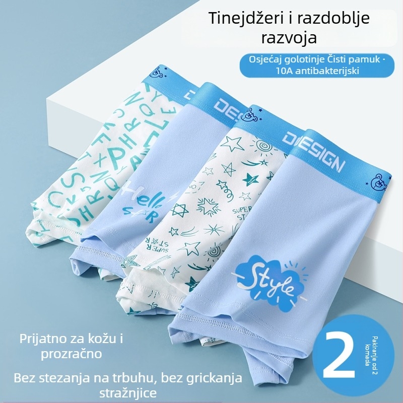 Pamukaste boxere za tinejdžere, bez šavova, prozračan, s motivima životinja, geometrijskih, blok boja ili grafita