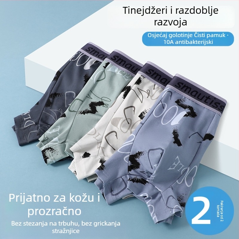 Pamukaste boxere za tinejdžere, bez šavova, prozračan, s motivima životinja, geometrijskih, blok boja ili grafita