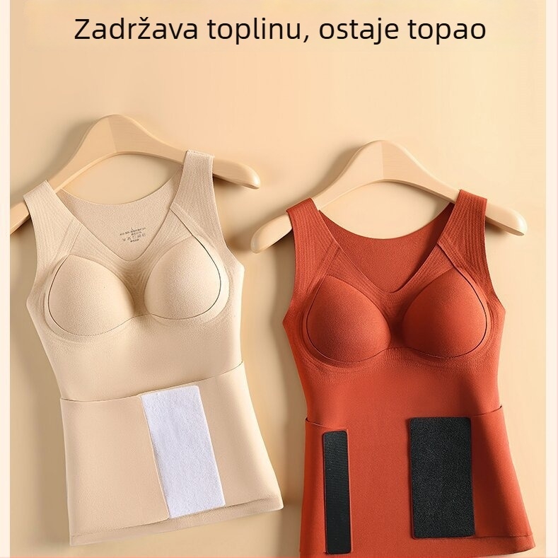 Jesensko-zimska termo vesta s Velcro pojasom u struku, podrška za trbuh i jastučić za prsa, bezšivni temeljni sloj za vitak izgled