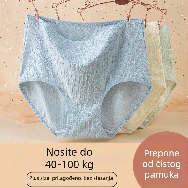 Ženske gaćice velikog formata od pamuka, visokim strukom, antibakterijske, kontrola trbuha, prozračne, 100% pamuk