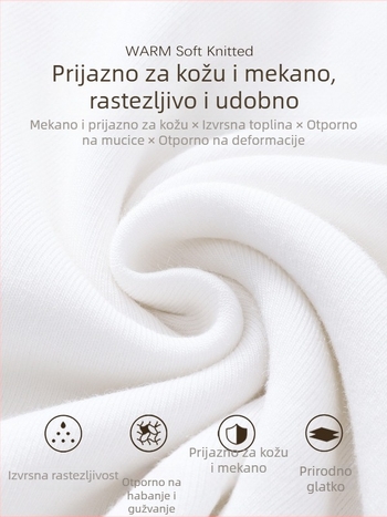 Bijeli ženski top s flis podstavom, uski kroj, dugi rukavi, polu-visoki ovratnik