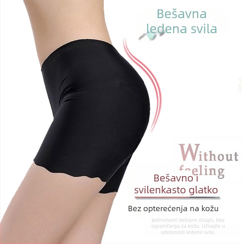 Nova ženska bezšivna sigurnosna šorts Ice Silk s valovitim rubom, neproziran, plus veličina