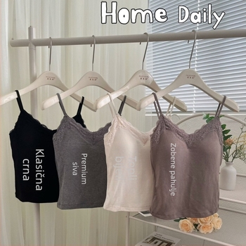 Pamukasti top s V-izrezom, jastučić za dojke, naramenice u stilu topa, spužvasti jastučić, 70-80% pamuka