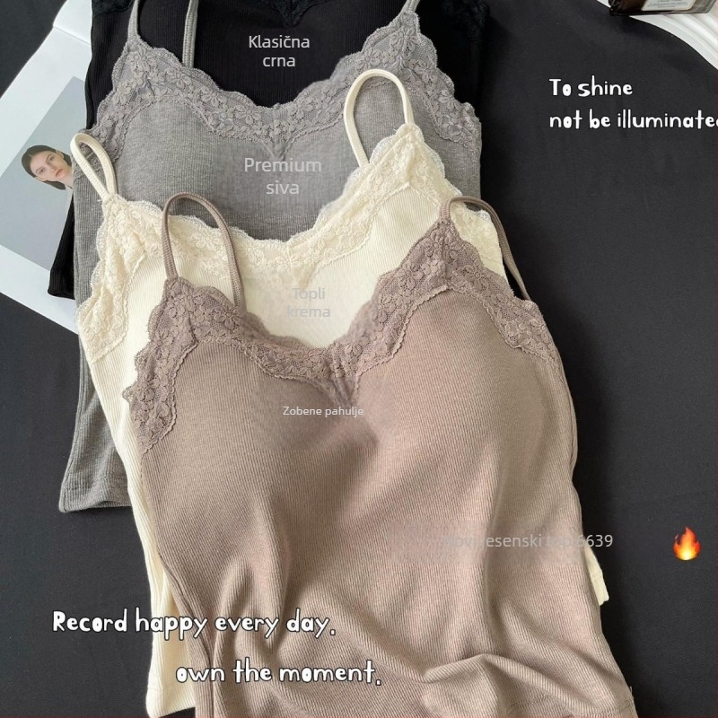 Pamukasti top s V-izrezom, jastučić za dojke, naramenice u stilu topa, spužvasti jastučić, 70-80% pamuka