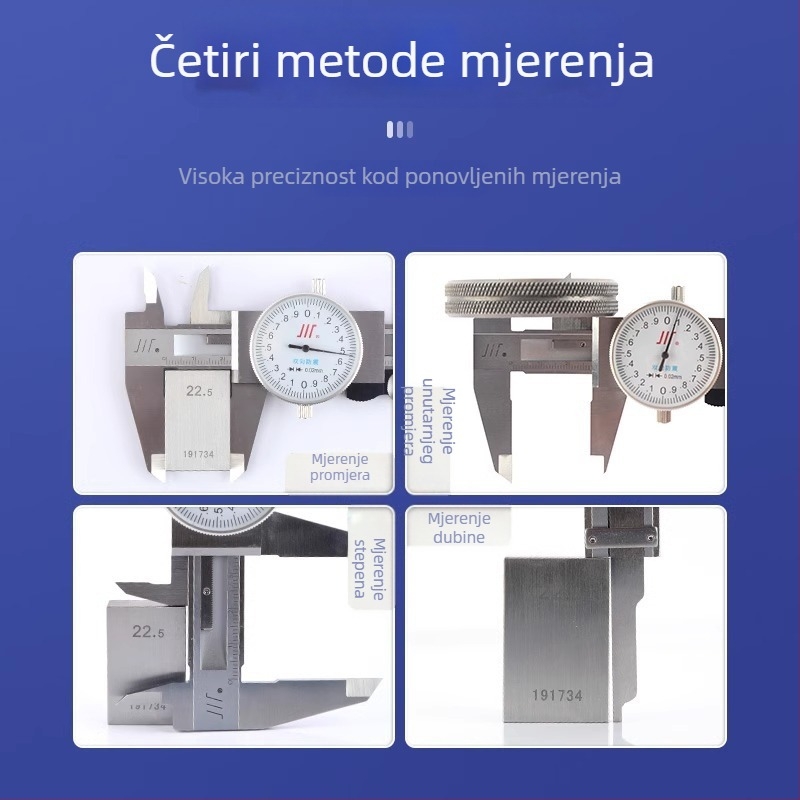 Vernier kaliper od nehrđajućeg čelika, s metričkom skalom, visoka preciznost — Sichuan marka