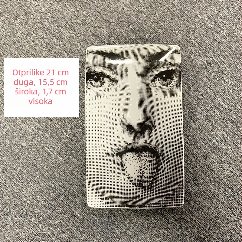 Porcelanska ploča s motivom znakova, pravokutnog oblika, nadglazurno premazano, pogodna za mikrovalnu