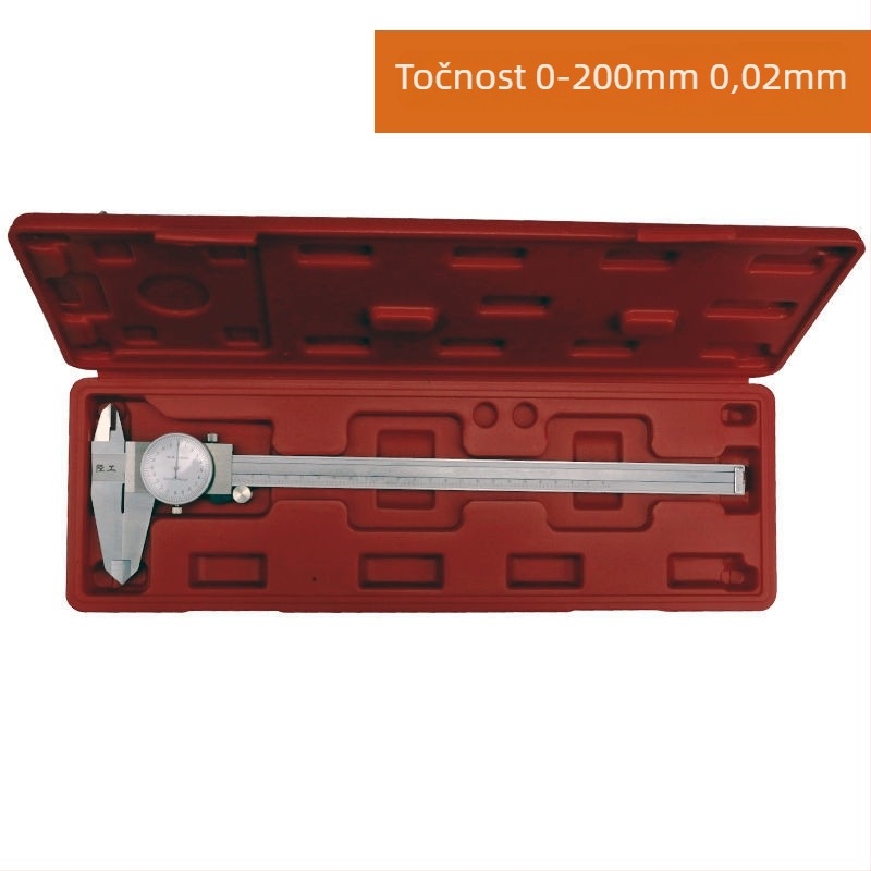 Mjerilo s brojčanikom, nehrđajući čelik, visoka preciznost, raspon 0-150/200/300 mm, industrijska upotreba