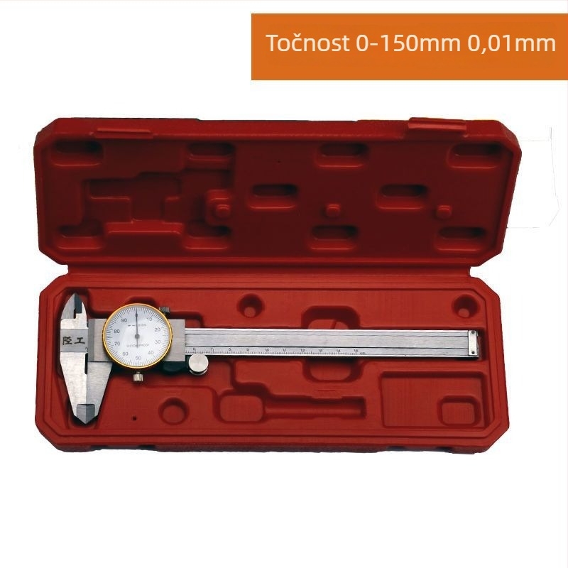 Mjerilo s brojčanikom, nehrđajući čelik, visoka preciznost, raspon 0-150/200/300 mm, industrijska upotreba