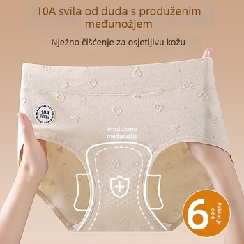 Antibakterijske gaćice od pamuka s jacquard uzorkom, produžena zona između nogu, visok struk, prilagodljiv kroj, jednobojne, plus veličina.